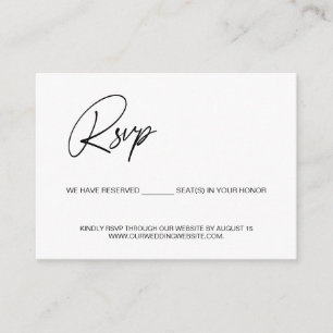 Black white reserved seat Photo wedding website Enclosure Card