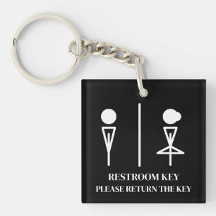 Black & White Restaurant Cafe Office Shop Restroom Key Ring