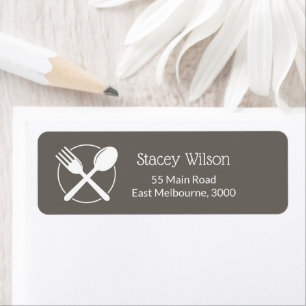 Black & White Restaurant Packaging Label Return Address Label