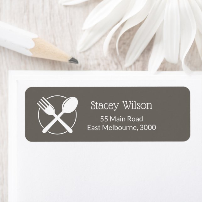 Black & White Restaurant Packaging Label  Return Address Label (Insitu)