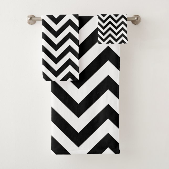 Black & White Retro Art Deco Bathroom Towels (Insitu)
