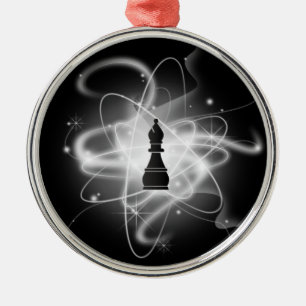 Black & White Retro Atomic Chess Piece - Bishop Metal Tree Decoration