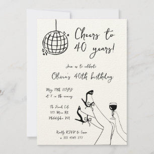 Black White retro Birthday Party invitation