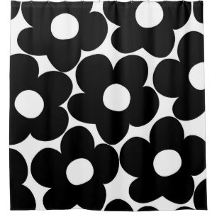 Black & White Retro Daisies #1 #decor #art Shower Curtain