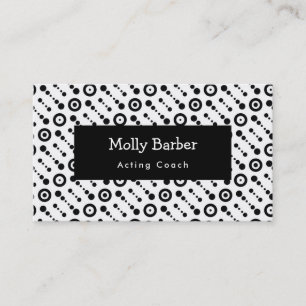 Black & White Retro Dots, Circles, Target: Pattern Business Card
