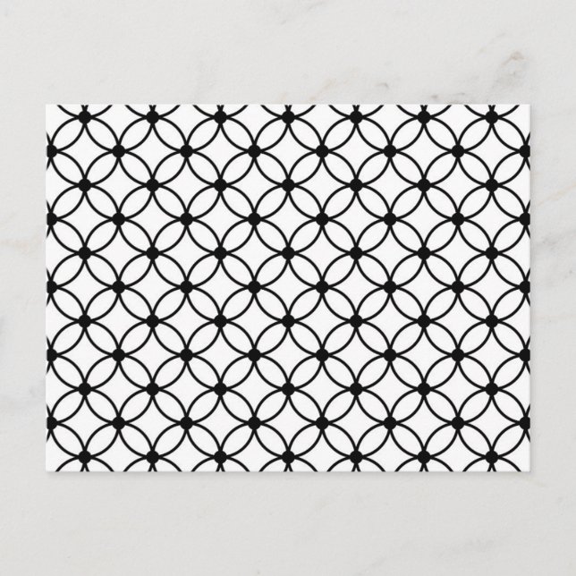 Black & White Retro Geometric Abstract Pattern Postcard (Front)