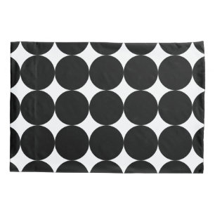 Black White Retro Geometric Circle Pattern Pillowcase