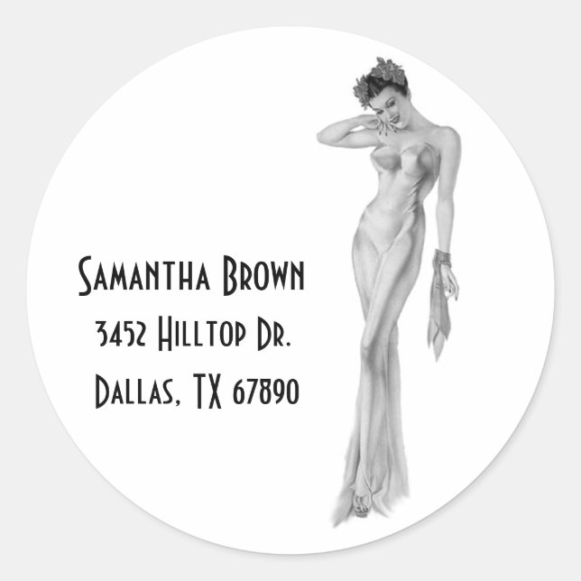 Black & White  Retro Glam Diva Address Labels (Front)