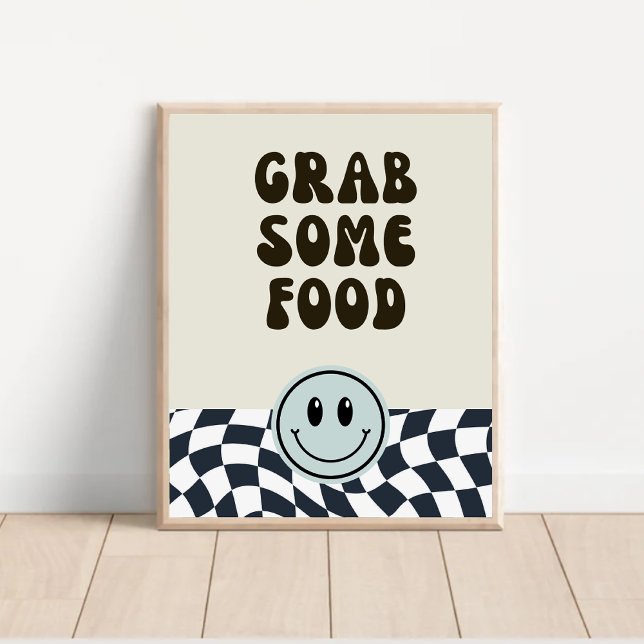 Black & white retro grab some food food sign (Creator Uploaded)