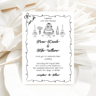 Black & White Retro Handwritting Simple Wedding Invitation
