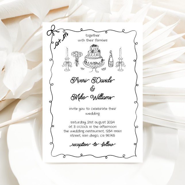 Black & White Retro Handwritting Simple Wedding Invitation (Creator Uploaded)
