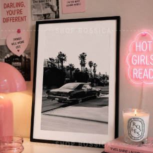 Black & White Retro Muscle Vintage Classic Car Poster
