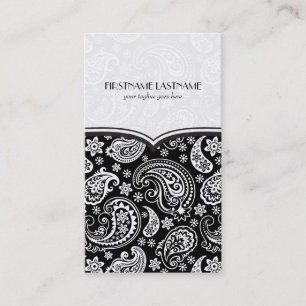 Black & White Retro Paisley Pattern 4 Design Business Card