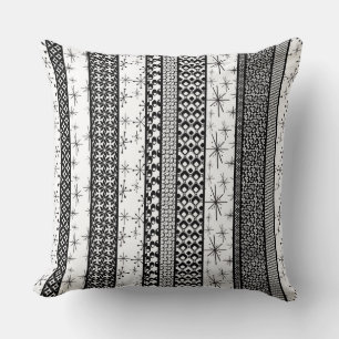 Black & White Retro Pattern Stripes 1 Cushion