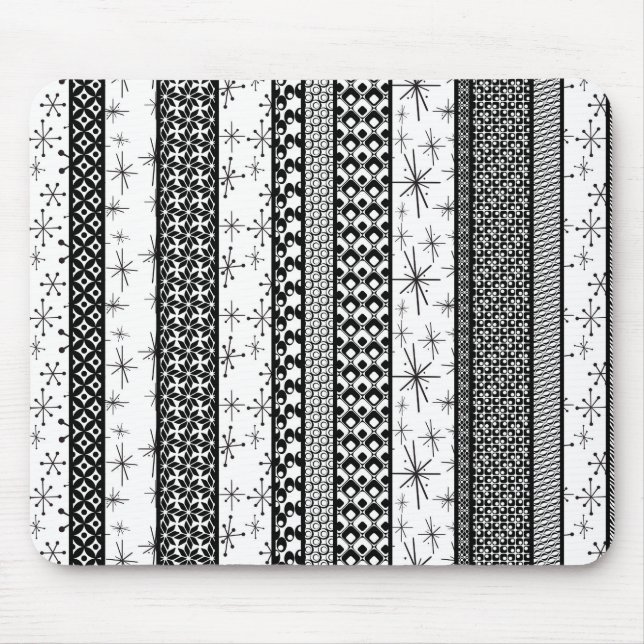 Black & White Retro Pattern Stripes 1 Mouse Pad (Front)