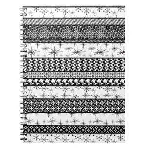 Black & White Retro Pattern Stripes 1 Notebook