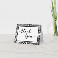 Black & White Retro Pattern Thank You Card 2