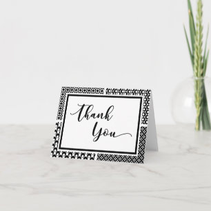 Black & White Retro Pattern Thank You Card 2