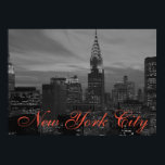 Black & White Retro Pop Art New York City Poster<br><div class="desc">New York City Midtown Old Style Image - Vintage New York Artworks</div>