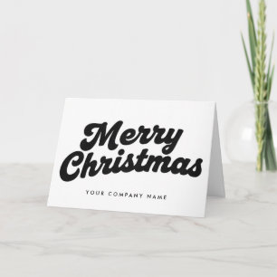 Black & White Retro Script Merry Christmas Holiday Card