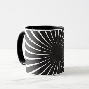 Black & White Retro Spiral Sunburst Mug