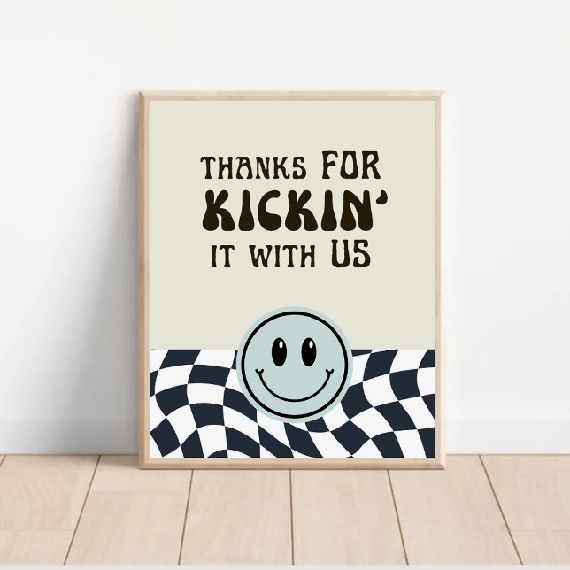 Black & white retro Thanks for kickin' food sign (Creator Uploaded)