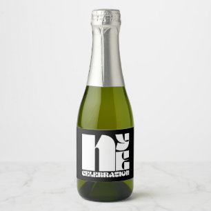 Black White Retro Typography New Year's Eve Party Sparkling Wine Label