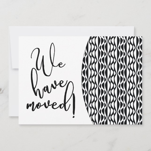 Black-&-White Retro Wave Pattern "We've Moved" Announcement (Front)