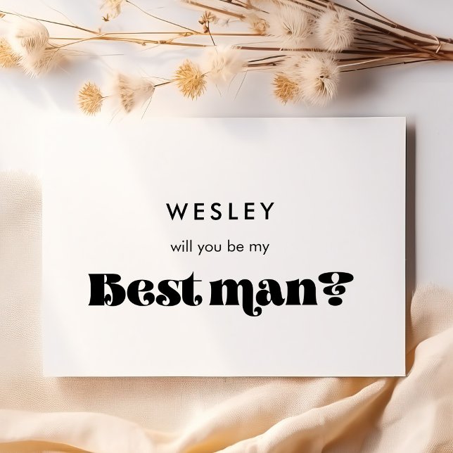 Black & white retro Will you be my best man card (Creator Uploaded)
