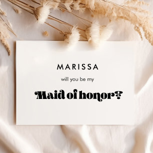 Black & white retro Will you be my maid of honour Invitation
