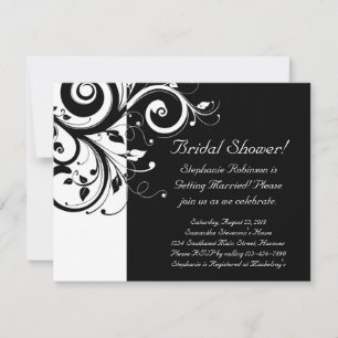 Black, White, Reverse Swirl Bridal Shower/ General Invitation