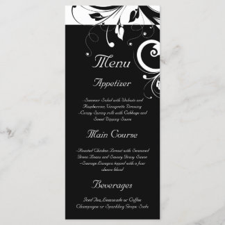 Black + White Reverse Swirl Wedding Menu
