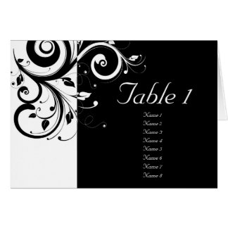 Black + White Reverse Swirl Wedding Table Cards