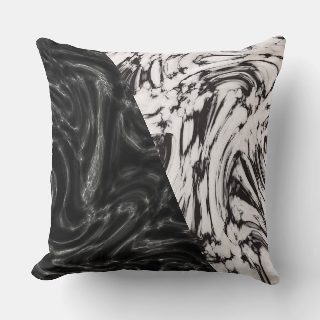 Black/White Reversible Marble Pillow (Front)