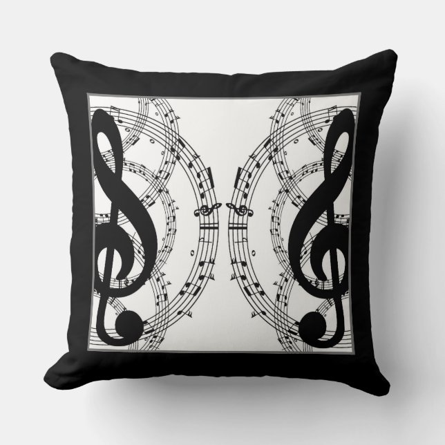 Black & White Reversible Mirror Image Music Cushion (Front)