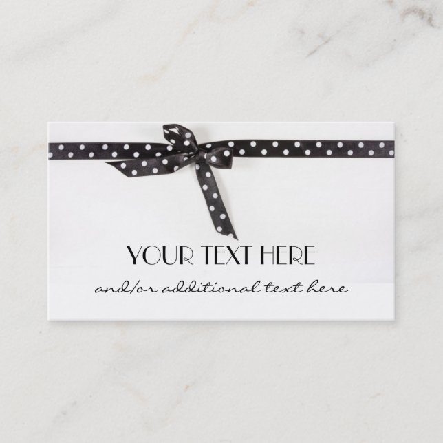 Black & White Ribbon Business Card (Front)