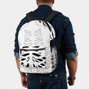 black white ribs skeleton printed backpack