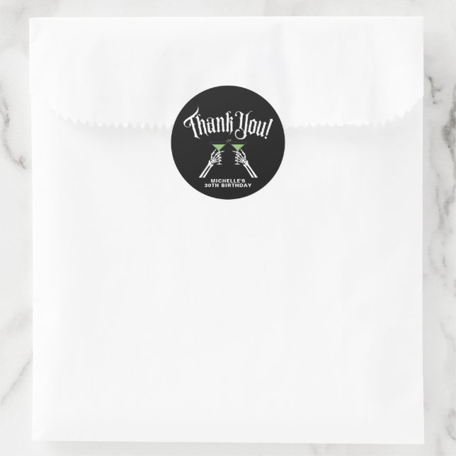 Black & White RIP To My Twenties 30th Birthday Classic Round Sticker (Bag)
