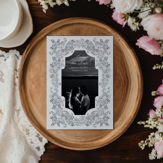 Black & White Romantic Gothic Photo Save The Date (Creator Uploaded)