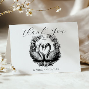Black & White Romantic Swan Lake Wedding Thank You