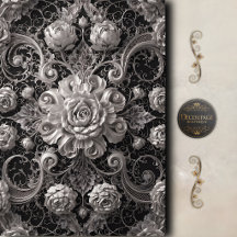 Black White Rose Damask Decoupage