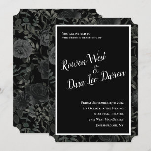 Black White Rose Gothic Wedding Invitations