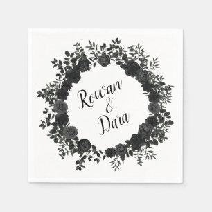 Black White Rose Gothic Wedding Napkin
