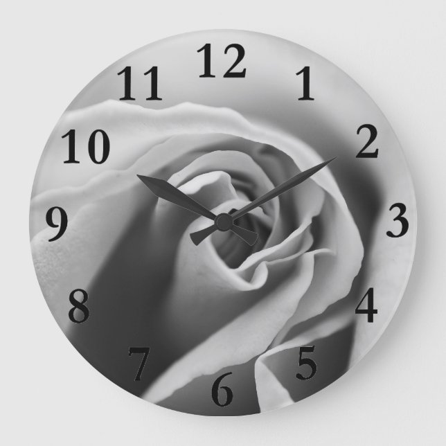 Black & White Rose Large Clock (Front)