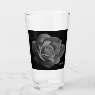 Black & White Rose Pilsner Glass   Love Quote