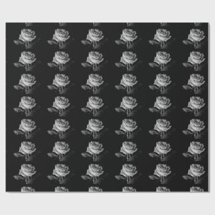 Black White Rose Wrapping Paper