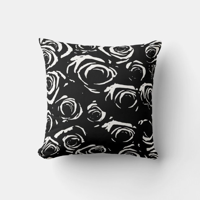Black & White Roses Cushion (Front)