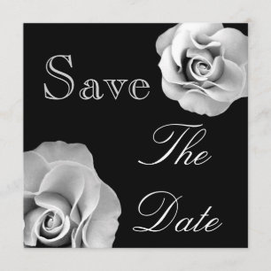 BLACK & WHITE Roses Wedding Save the Date Invite