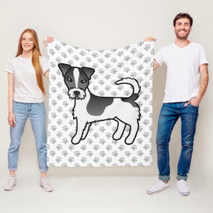 Black & White Rough Coat Jack Russell Terrier Dog Fleece Blanket