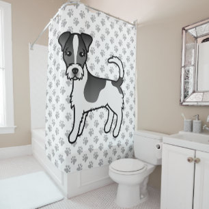 Black & White Rough Coat Jack Russell Terrier Dog Shower Curtain